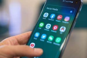 phone with social media apps